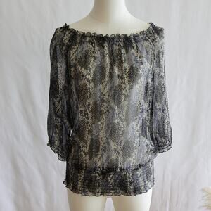 INC International Concepts silk Animal print sheer top size 4 S